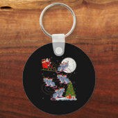 Rat Rodents Santa Sleigh Flying Funny Magical Chri Sleutelhanger (Voorkant)