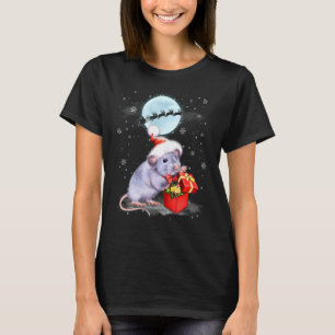 Rat Santa Hat Snowman Santa under Moonlight Christ T-shirt