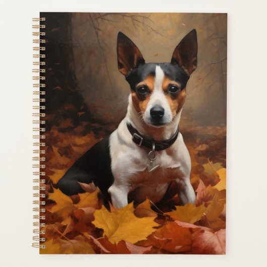 Rat Terrier à l'automne Feuilles automne Inspire (Devant)