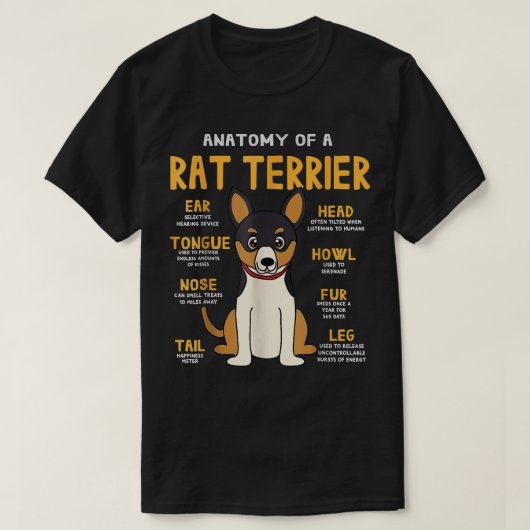 Rat Terrier Anatomy Funny Dog mama T-shirt (Design voorkant)