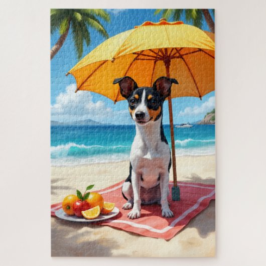 Rat Terrier Beach Relax Scene Legpuzzel (Verticaal)