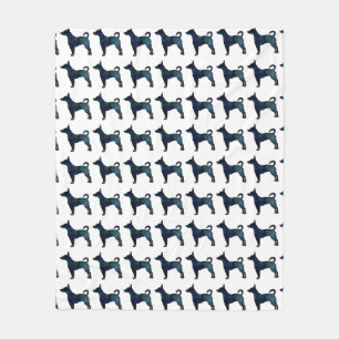 Rat Terrier Black Waterverf Hondenras Silhouette Fleece Deken