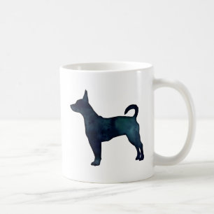 Rat Terrier Black Waterverf Silhouette Koffiemok