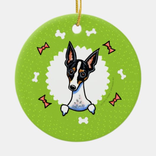 Rat Terrier Botten Kerstmis Keramisch Ornament (Voorkant)