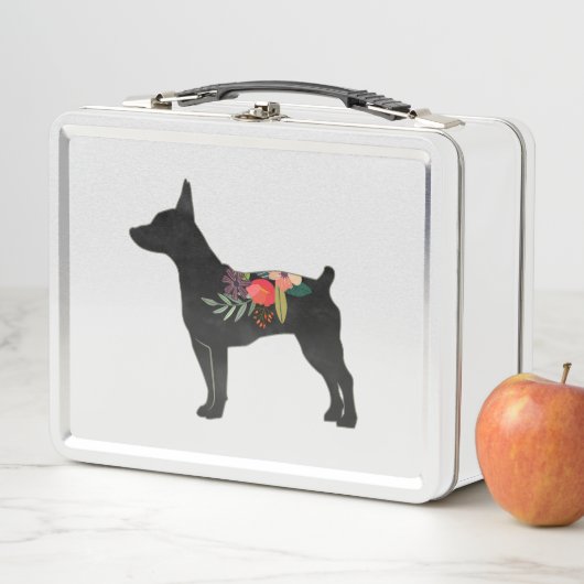 Rat Terrier CC Dog Boho Floral Silhouette (In situ)