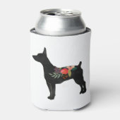 Rat Terrier CC Dog Boho Floral Silhouette Blikjeskoeler (Blikje Voorkant)