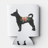 Rat Terrier CN Dog Boho Floral Silhouette Blikjeskoeler (Achterkant)