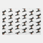 Rat Terrier CN Dog Boho Floral Silhouette Theedoek (Horizontaal)