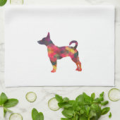 Rat Terrier Colorful Geometric Pattern Silhouette Theedoek (Gevouwen)