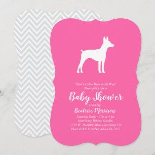 Rat Terrier Dog Baby shower Pink Girl Kaart