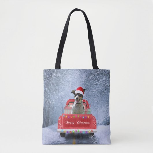 Rat Terrier Dog in Snow, die met Kerstmis rondloop Draagtas (Voorkant)