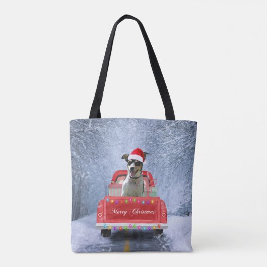 Rat Terrier Dog in Snow, die met Kerstmis rondloop Draagtas (Achterkant)