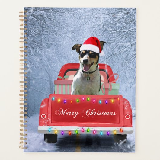 Rat Terrier Dog in Snow, die met Kerstmis rondloop Planner (Voorkant)