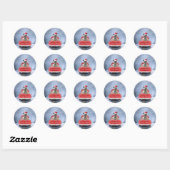 Rat Terrier Dog in Snow, die met Kerstmis rondloop Ronde Sticker (Vel)