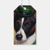 Rat Terrier Dog in St. Patrick's Day Dress Cadeaulabel (Achterkant)