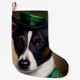 Rat Terrier Dog in St. Patrick's Day Dress Kleine Kerstsok