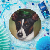 Rat Terrier Dog in St. Patrick's Day Dress Papieren Bordje (Feest)