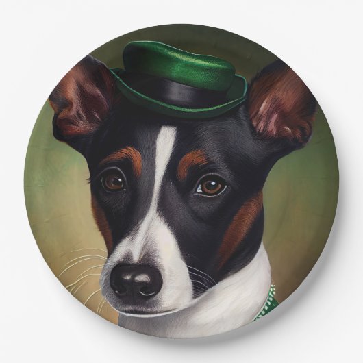 Rat Terrier Dog in St. Patrick's Day Dress Papieren Bordje (Voorkant)