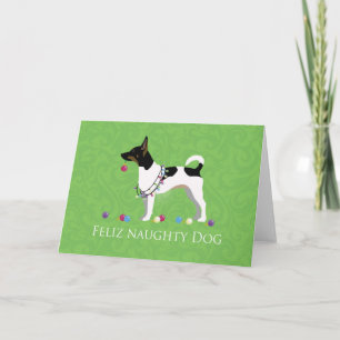 Rat Terrier Feliz Naughty Dog Kerstmis Feestdagen Kaart