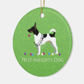 Rat Terrier Feliz Naughty Dog Kerstmis Keramisch Ornament (Links)