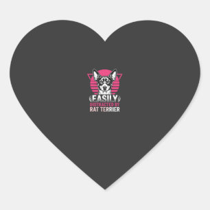 Rat Terrier gemakkelijk afgeleid Retro hond Hart Sticker