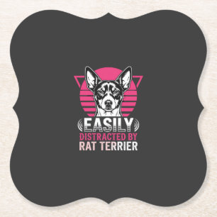 Rat Terrier gemakkelijk afgeleid Retro hond Kartonnen Onderzetters