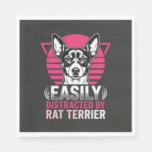 Rat Terrier gemakkelijk afgeleid Retro hond Servet