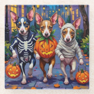 Rat Terrier Halloween kostuums voor trick-or-treat Glazen Onderzetter