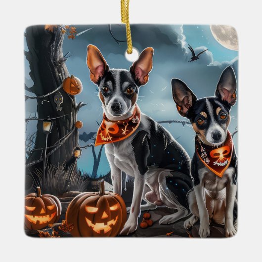 Rat Terrier Halloween Spooky Keramisch Ornament (Voorkant)
