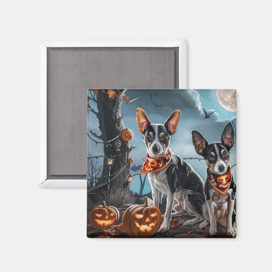 Rat Terrier Halloween Spooky Magneet (Voorkant / Achterkant)