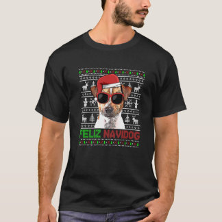 Rat Terrier Hond Feliz Navidog Grappige Kerstmis T-shirt
