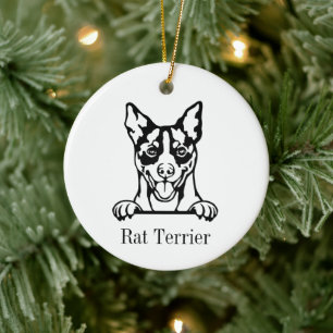 Rat Terrier hond gepersonaliseerd ornament, Cu Cer Keramisch Ornament