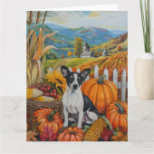 Rat Terrier Hond Herfst Oogst Thanksgiving Kaart (Voorkant)
