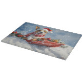 Rat Terrier Hond in Sledge Laat het Sneeuw Kerstmi Snijplank (Hoek)