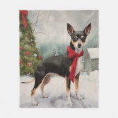 Rat Terrier Hond in Sneeuw Kerstmis Fleece Deken (Voorkant)