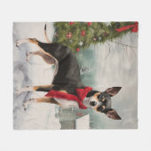 Rat Terrier Hond in Sneeuw Kerstmis Fleece Deken (Voorkant (Horizontaal))