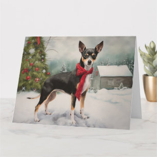 Rat Terrier Hond in Sneeuw Kerstmis Kaart