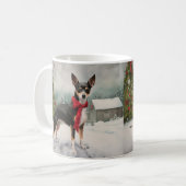 Rat Terrier Hond in Sneeuw Kerstmis Koffiemok (Voorkant links)