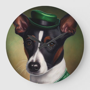 Rat Terrier-hond in St. Patrick's Day-jurk Grote Klok