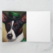 Rat Terrier-hond in St. Patrick's Day-jurk Kaart (Binnen)