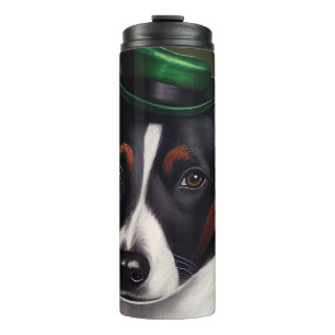 Rat Terrier-hond in St. Patrick's Day-jurk Thermosbeker