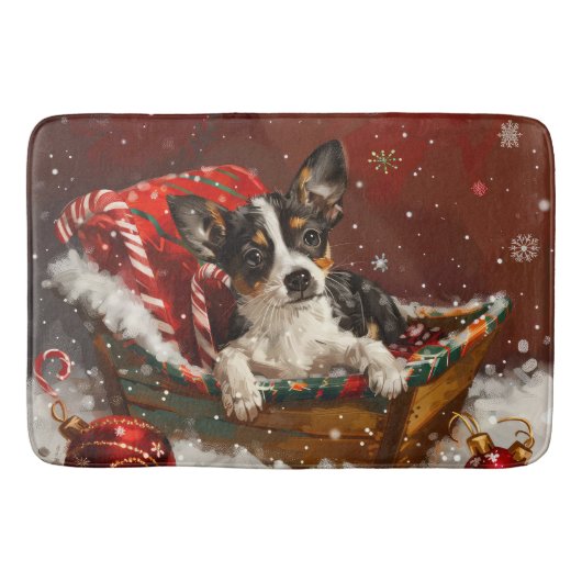 Rat Terrier Hond Kerstfeest Badmat (Voorkant)
