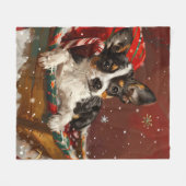 Rat Terrier Hond Kerstfeest Fleece Deken (Voorkant (Horizontaal))