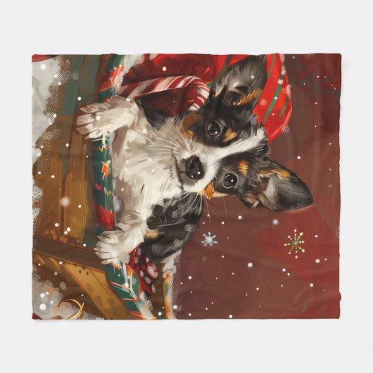 Rat Terrier Hond Kerstfeest Fleece Deken (Voorkant (Horizontaal))
