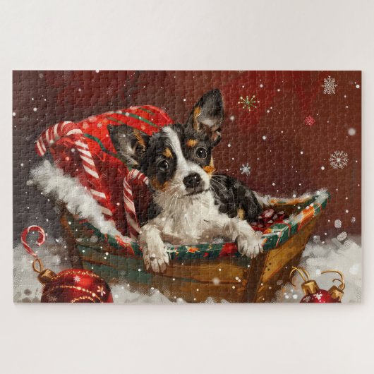 Rat Terrier Hond Kerstfeest Legpuzzel (Horizontaal)
