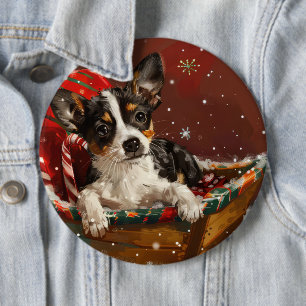 Rat Terrier Hond Kerstfeest Ronde Button 6,0 Cm