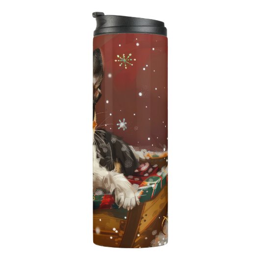 Rat Terrier Hond Kerstfeest Thermosbeker (Geroteerd rechts)