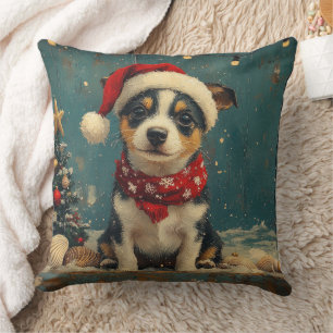 Rat Terrier Hond Kerstmis Vintage Strand Kussen