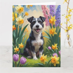 Rat Terrier-hond lente bloemen schilderij Kaart