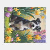 Rat Terrier Hond Spring Bloemen Schilderen Fleece Deken (Voorkant (Horizontaal))